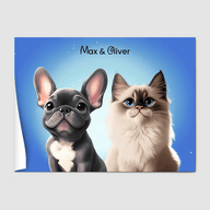 Cartoon Magical Blue Poster One, Two or Three Pets Poster Two 12"x16" Poster-Only