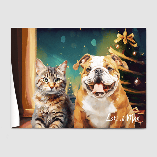 Classic 2 Pet Portrait  PetPortraits.com Christmas 12" x 16" Poster - Paper Only