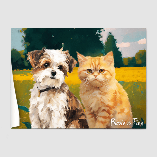 Classic 2 Pet Portrait  PetPortraits.com Golden Meadow 12" x 16" Poster - Paper Only