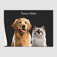 Modern Calm Charcoal Poster One, Two or Three Pets Poster Two 12"x16" Poster-Only
