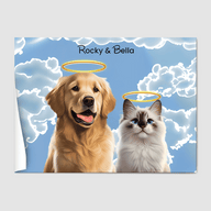 Modern Memorial Poster One, Two or Three Pets Poster Two 12"x16" Poster-Only