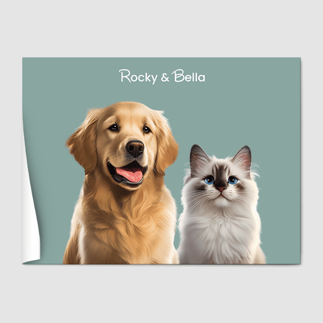Modern Sage Serenity Poster One, Two or Three Pets Poster Two 12"x16" Poster-Only