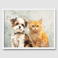 Classic Green Garden Poster One, Two or Three Pets Poster Two 12"x16" White