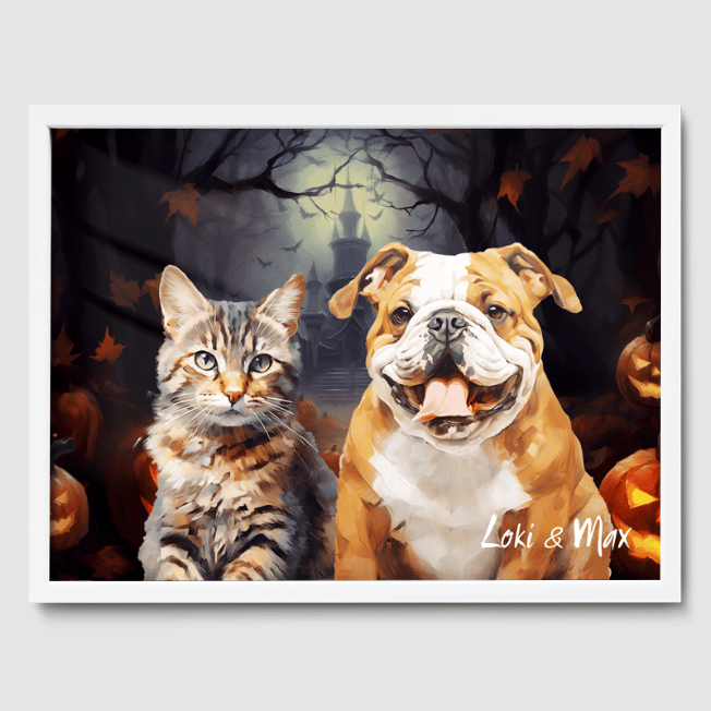 Classic 2 Pet Portrait  PetPortraits.com Custom 12" x 16" Poster - White Frame