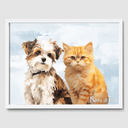 Classic Soft Sky Poster One, Two or Three Pets Poster Two 12"x16" White