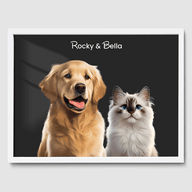 Modern Calm Charcoal Poster One, Two or Three Pets Poster Two 12"x16" White
