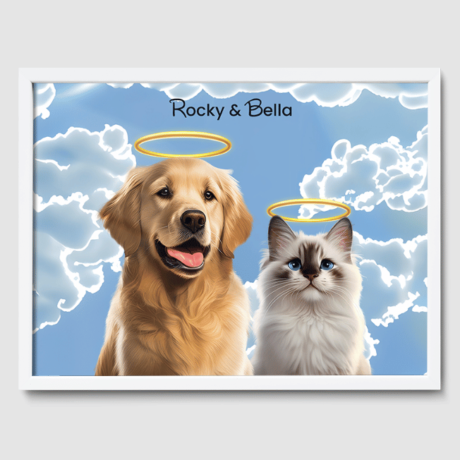 Modern Memorial Poster One, Two or Three Pets Poster Two 12"x16" White