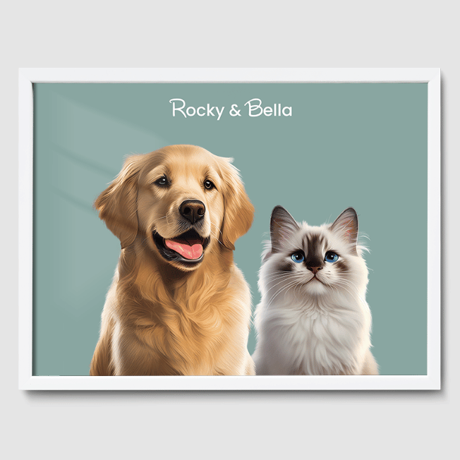 Modern Sage Serenity Poster One, Two or Three Pets Poster Two 12"x16" White