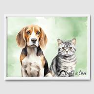 Watercolor Olive Aura Poster One, Two or Three Pets Poster Two 12"x16" White