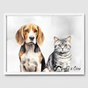 Watercolor Soft Silver Poster One, Two or Three Pets Poster Two 12"x16" White