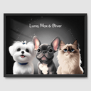 Cartoon Magical Twilight Poster One, Two or Three Pets Poster Three 12"x16" Black
