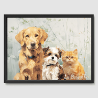 Classic Green Garden Poster One, Two or Three Pets Poster Three 12"x16" Black