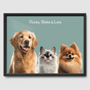 Modern Sage Serenity Poster One, Two or Three Pets Poster Three 12"x16" Black