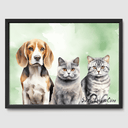Watercolor Olive Aura Poster One, Two or Three Pets Poster Three 12"x16" Black