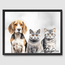 Watercolor Soft Silver Poster One, Two or Three Pets Poster Three 12"x16" Black