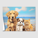 Classic Bright Beach Poster One, Two or Three Pets Poster Three 12"x16" Poster-Only