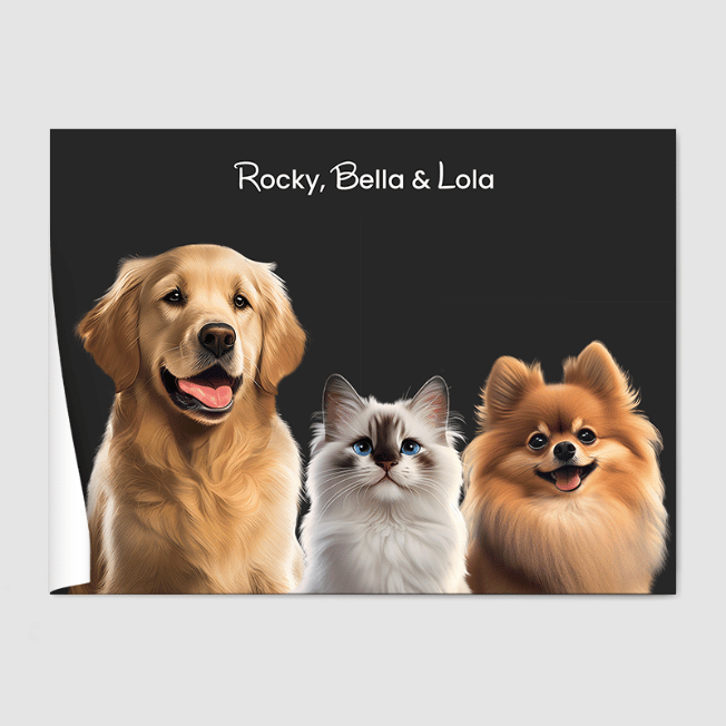 Modern Calm Charcoal Poster One, Two or Three Pets Poster Three 12"x16" Poster-Only