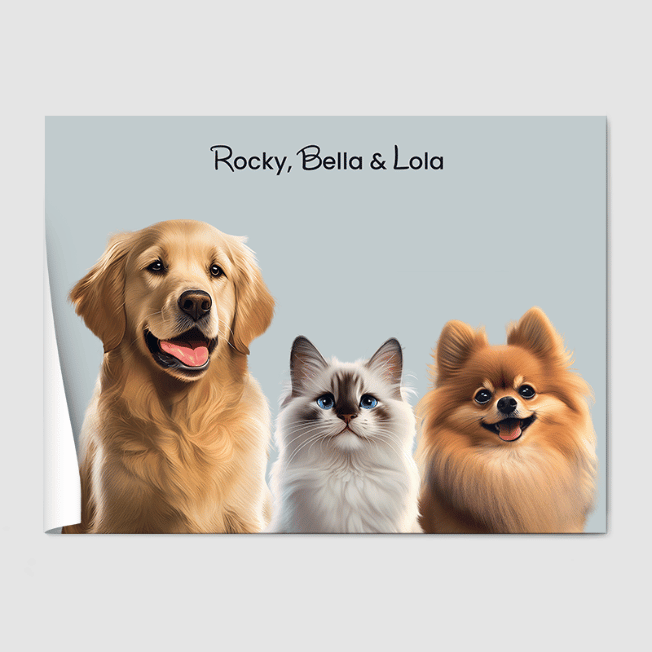 Modern Soft Silver Poster One, Two or Three Pets Poster Three 12"x16" Poster-Only