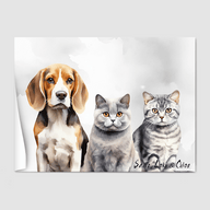 Watercolor Soft Silver Poster One, Two or Three Pets Poster Three 12"x16" Poster-Only