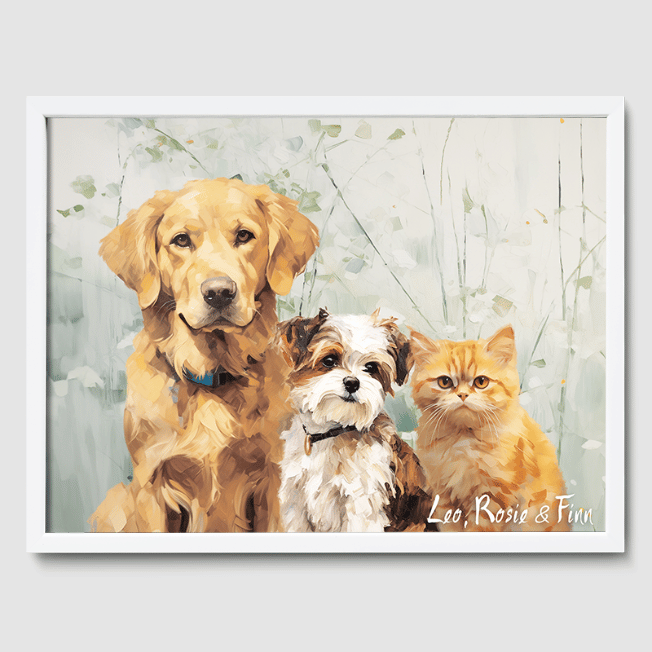 Classic Green Garden Poster One, Two or Three Pets Poster Three 12"x16" White