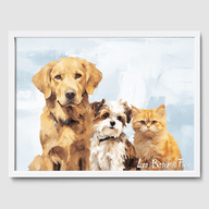 Classic Soft Sky Poster One, Two or Three Pets Poster Three 12"x16" White