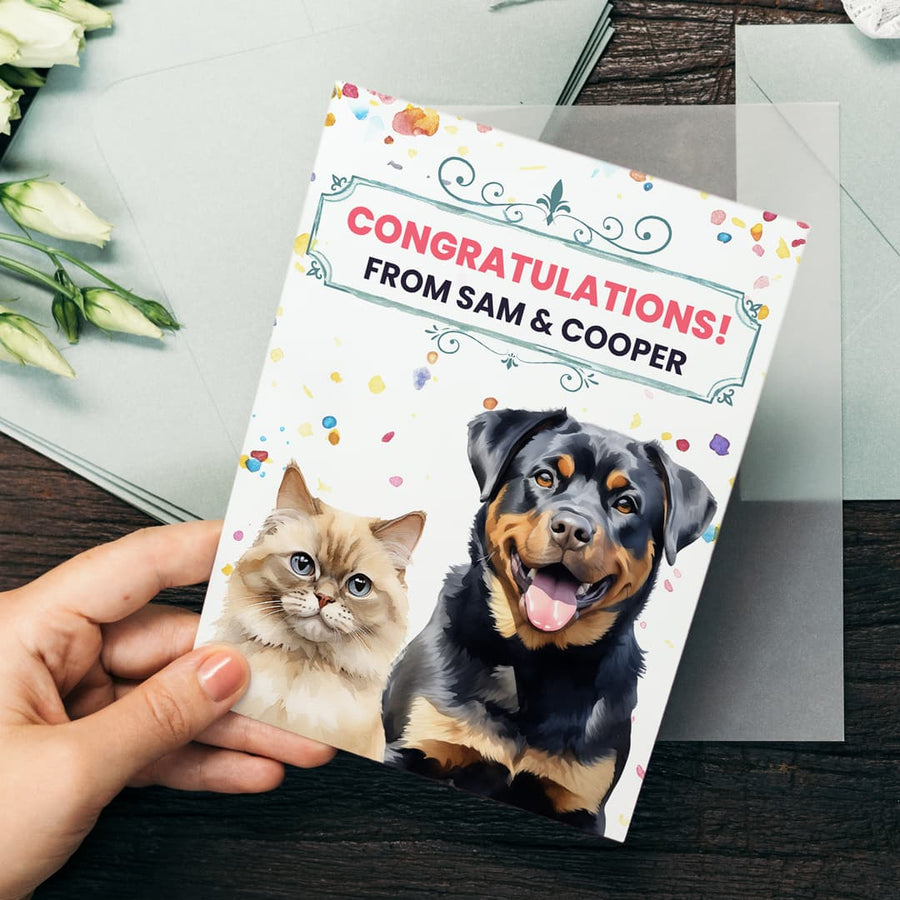Custom Congratulations Cards  Pet Portraits 25 Watercolor 