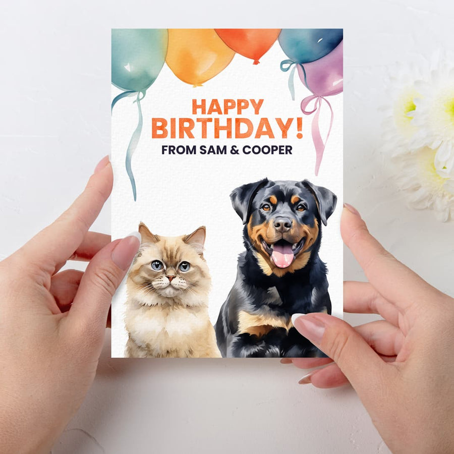 Custom Birthday Cards  Pet Portraits 25 Watercolor 