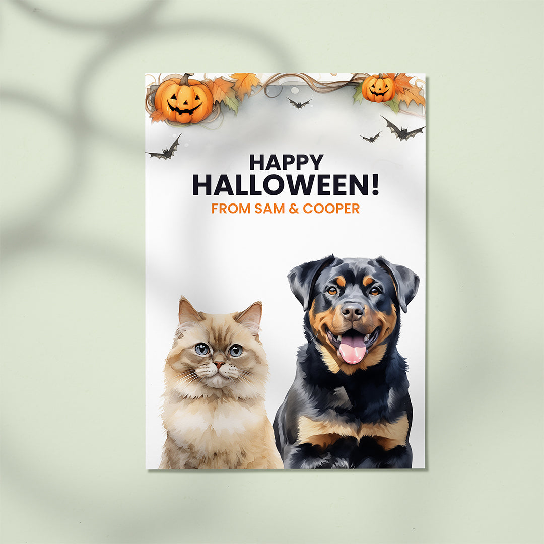 Custom Halloween Cards  Pet Portraits 25 Watercolor 