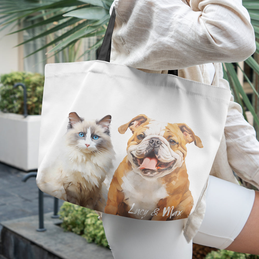 Custom Tote Bag Pet Portraits