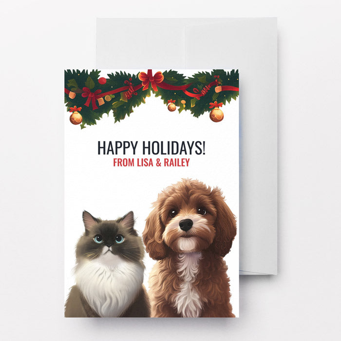 100 Custom Pet Portrait Christmas Cards
