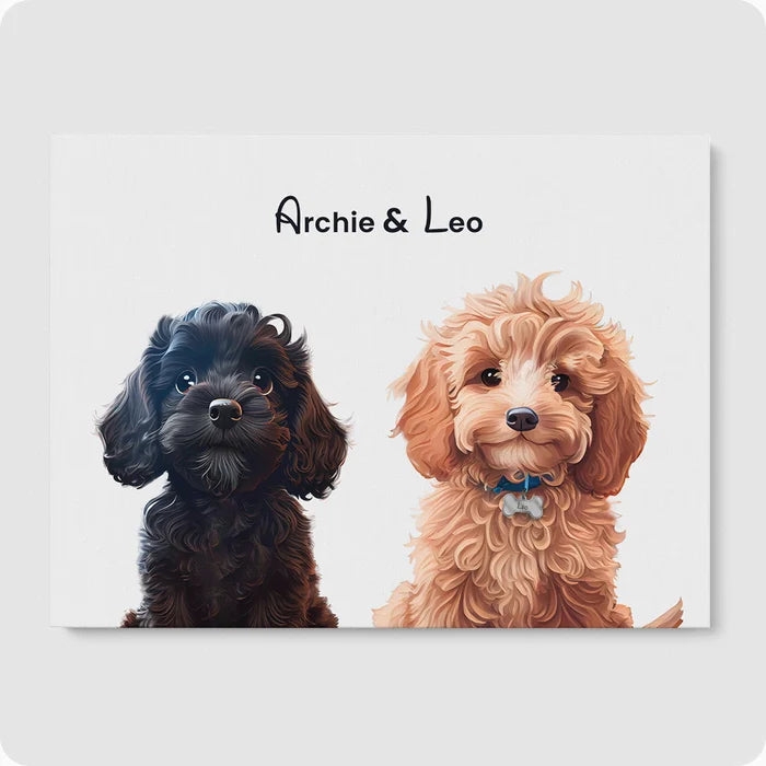 Custom Pet Portrait - 2 Pet  PetPortraits.com Off White 12" x 16" Poster - No Frame